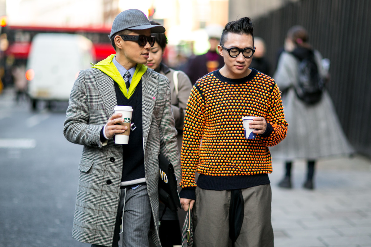 Men on the street wearing menswear. Photo: Imaxtree