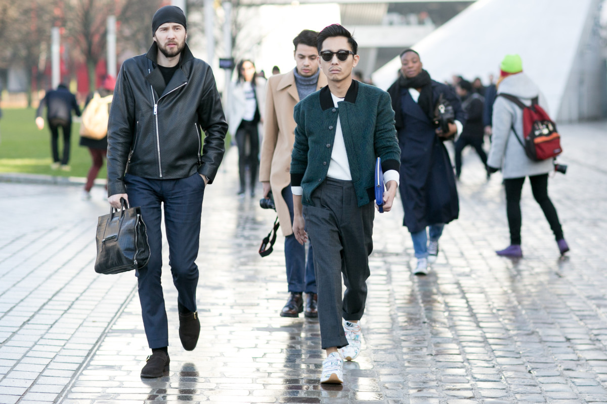 Men on the street wearing menswear. Photo: Imaxtree