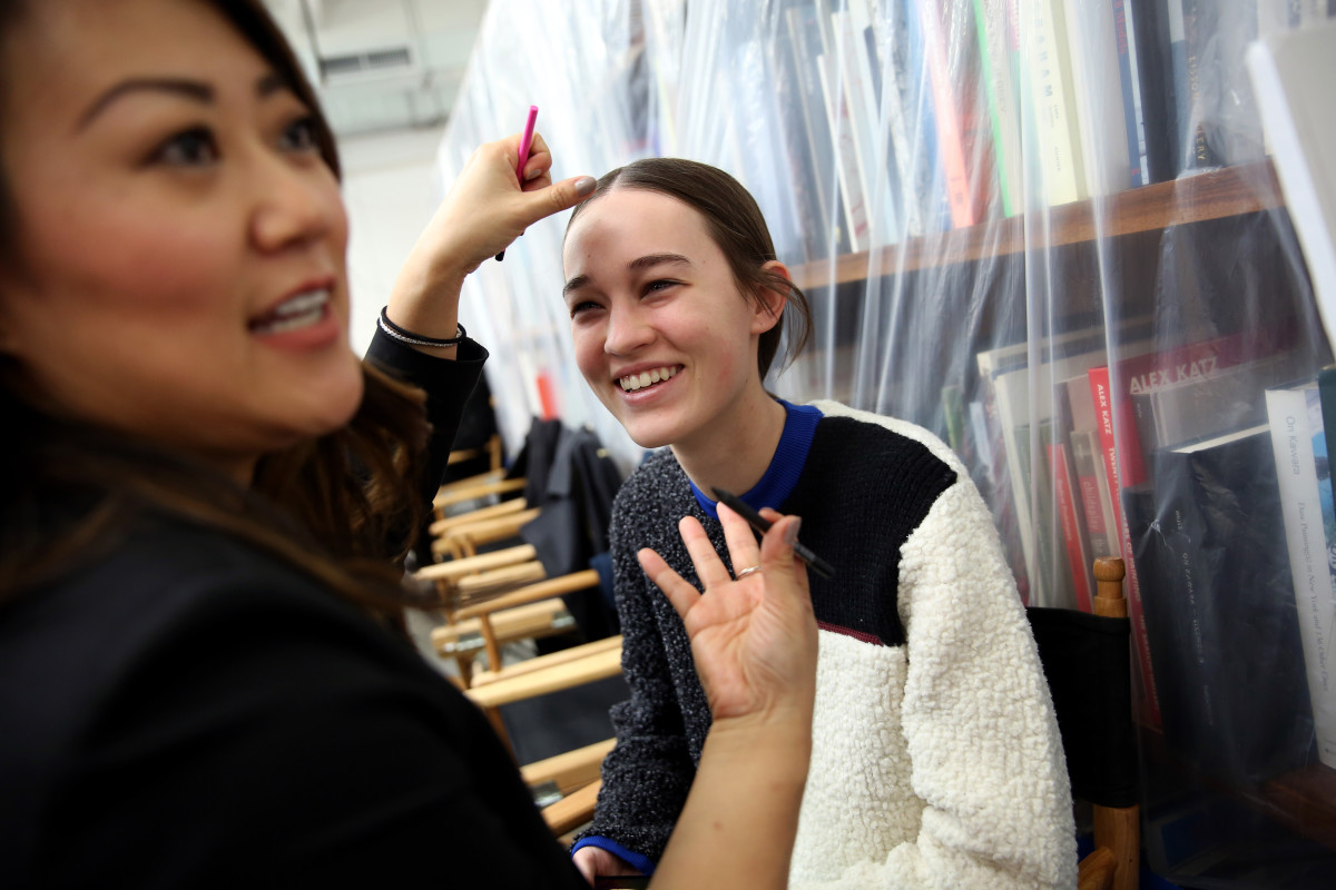 Elizabeth Davison in hair and makeup at Public School. Photo: Monica Schipper/Getty Images