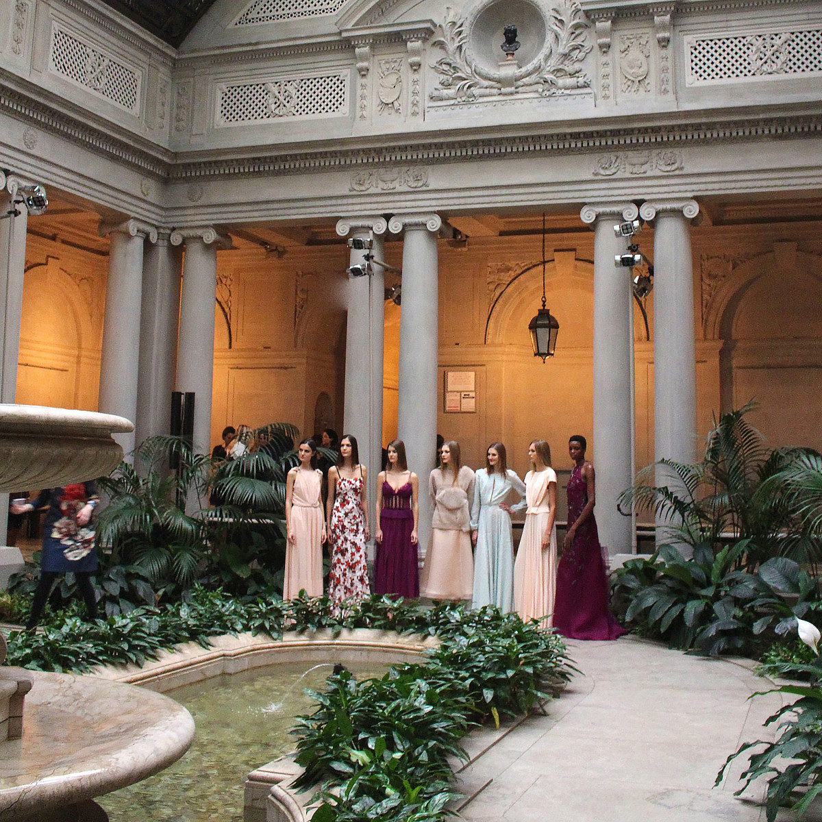 Models after the Carolina Herrera fall 2016 show at the Frick Museum on February 15. Photo: Brook Christopher/WireImage
