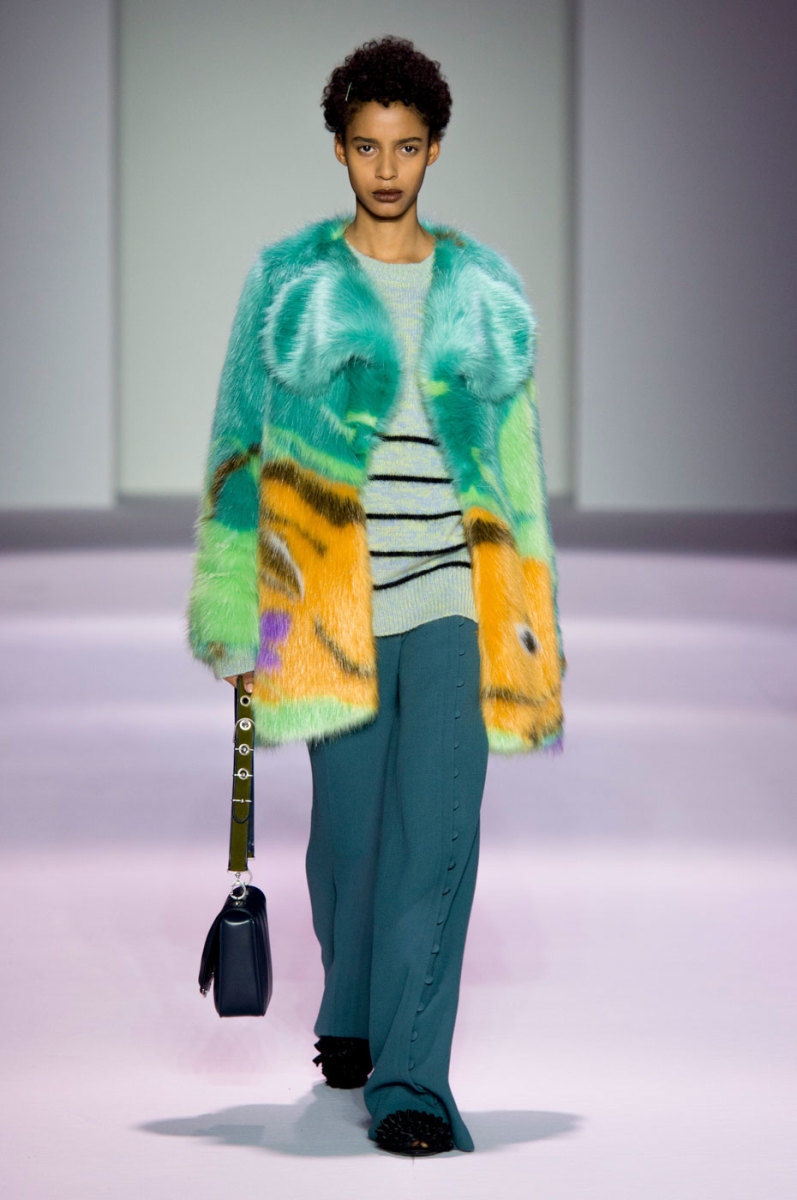 A flashy faux fur at Marco de Vincenzo. Photo: Imaxtree