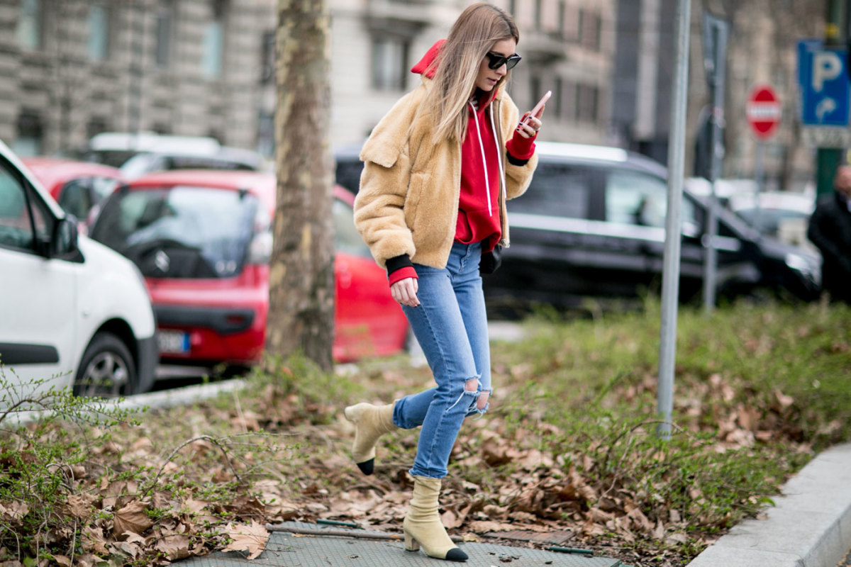 A street style look from Milan Fashion Week. Photo: Imaxtree