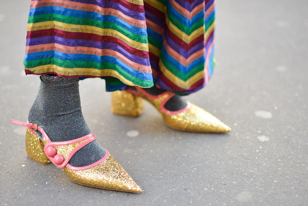 Miu Miu shoes, similar to a pair available on VillageLuxe. Photo: Vanni Bassetti/Getty Images