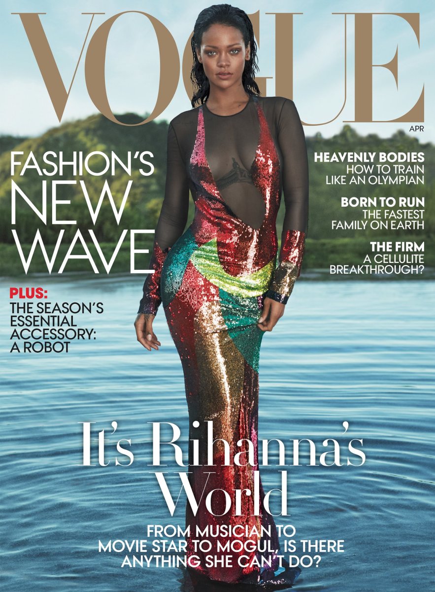 Rihanna on the April 2016 cover of "Vogue." Photo: Mert Alas and Marcus Piggott