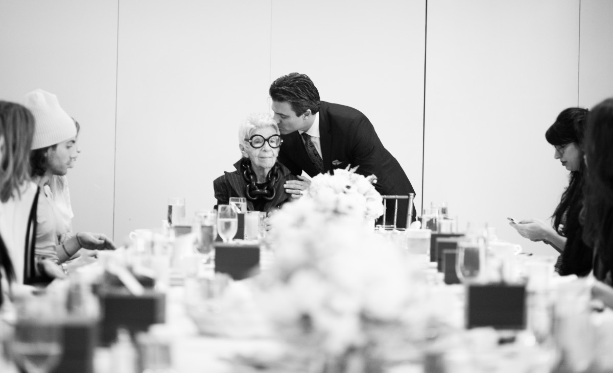Iris Apfel and WiseWear founder Dr. Gerald Wilmink at the breakfast celebration. Photo: Courtesy