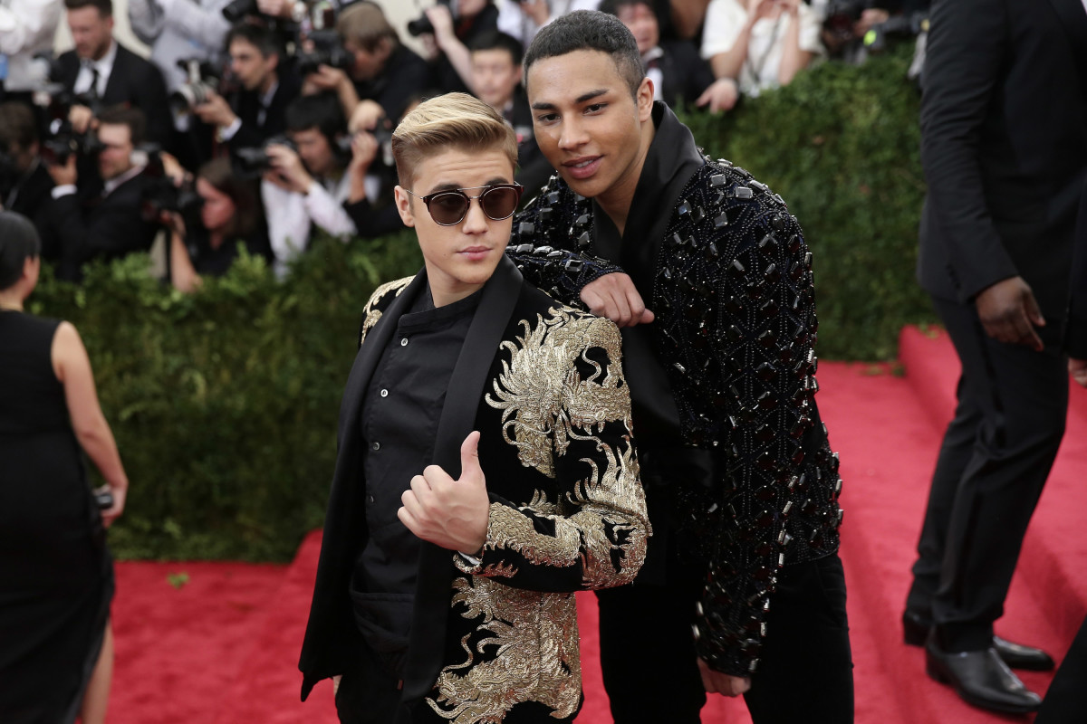 Justin Bieber and Balmain's Olivier Rousteing. Photo: Neilson Barnard/Getty Images
