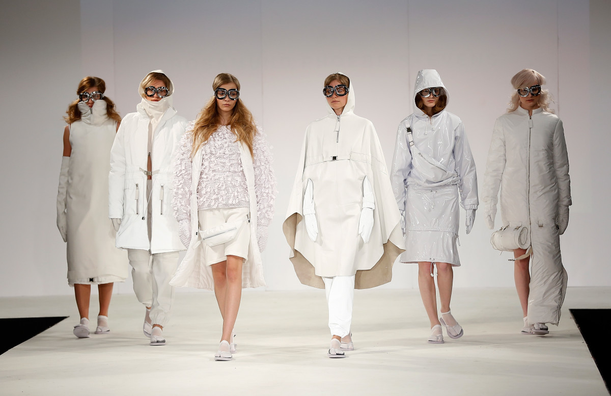 Designs by Rosamund Phoebe Stevens of Ravensbourne College at Graduate Fashion Week in London. Photo: Tristan Fewings/Getty Images