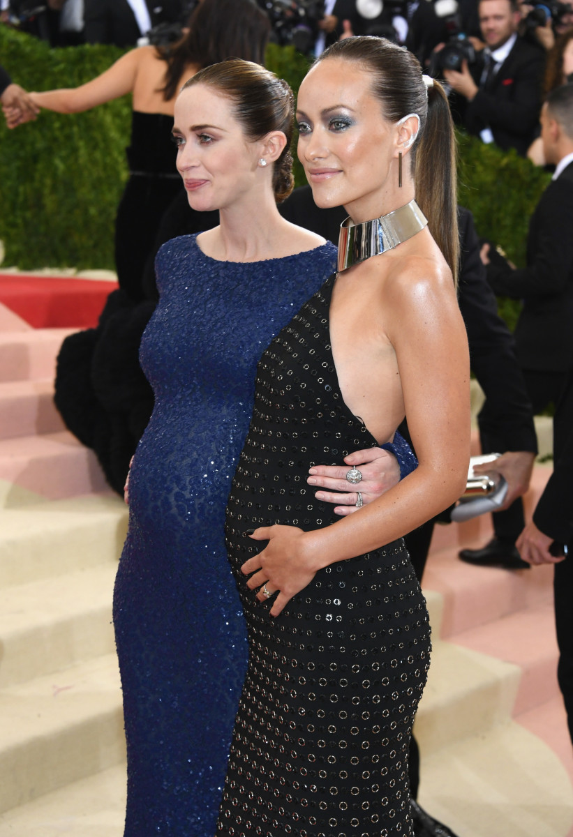 Mommas-to-be Emily Blunt and Olivia Wilde at the 2016 Met Gala. Photo: Getty Images