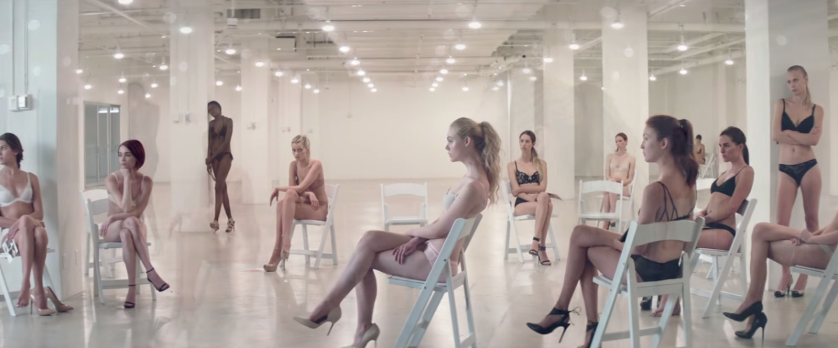 Elle Fanning and  Abbey Lee's characters wait for a casting in "The Neon Demon." Screengrab: YouTube