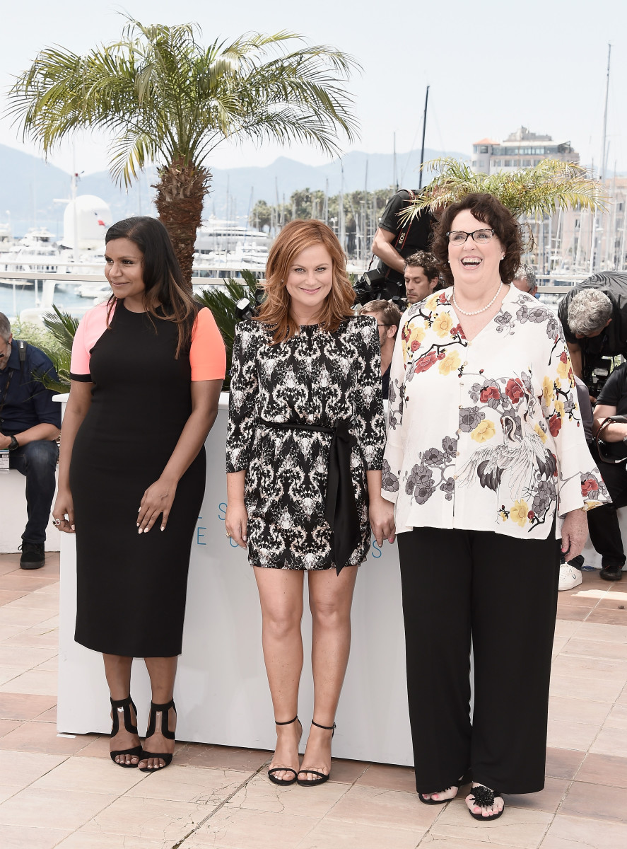 Mindy Kaling, Amy Poehler and Phyllis Smith at the "Inside Out" photocall during the 68th annual Cannes Film Festival. Photo: Andreas Rentz/Getty Images