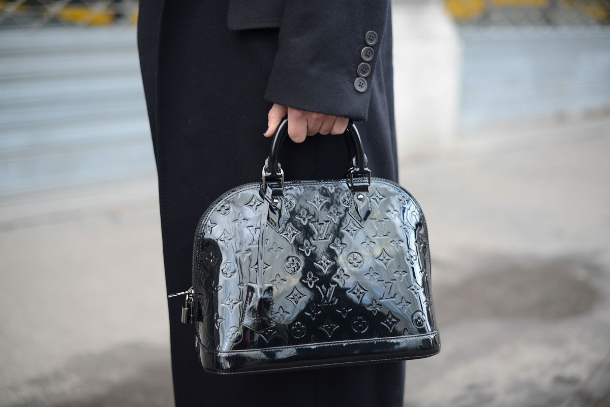 A Louis Vuitton bag outside the men's shows in Milan last January. Photo: Vanni Bassetti/Getty Images