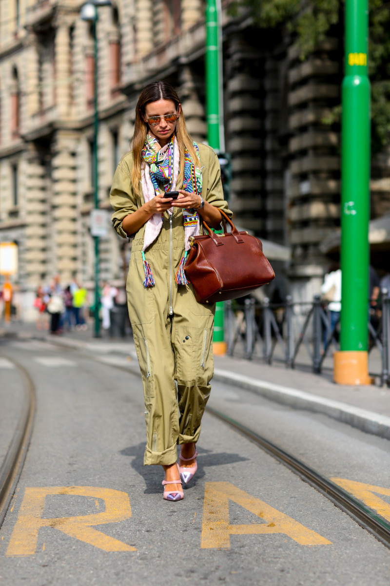Outside the Milan spring 2015 shows. Photo: Imaxtree