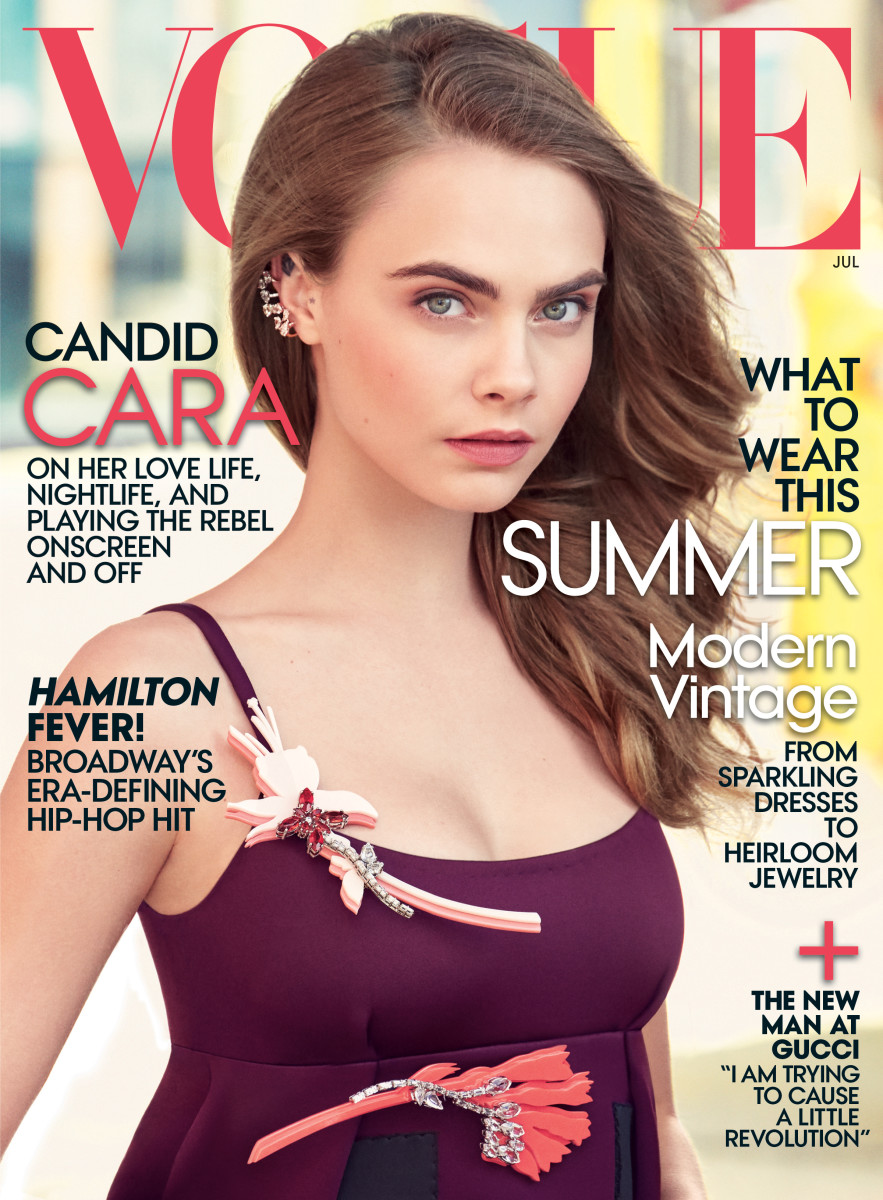 Cara Delevingne on the July cover of 'Vogue.' Photo: Patrick Demarchelier/Vogue