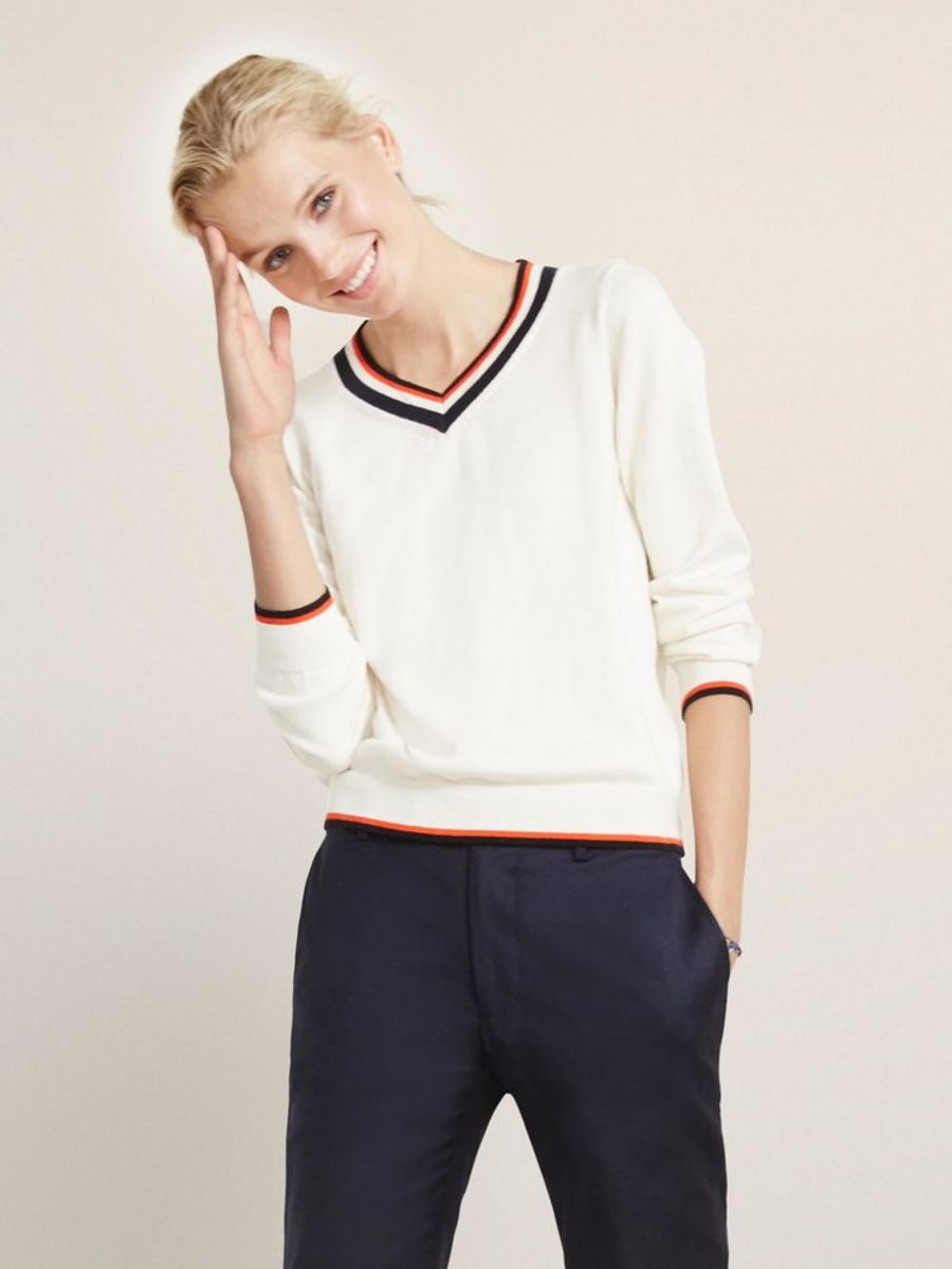 ED V-Neck Tennis Sweater, $145, available at ED