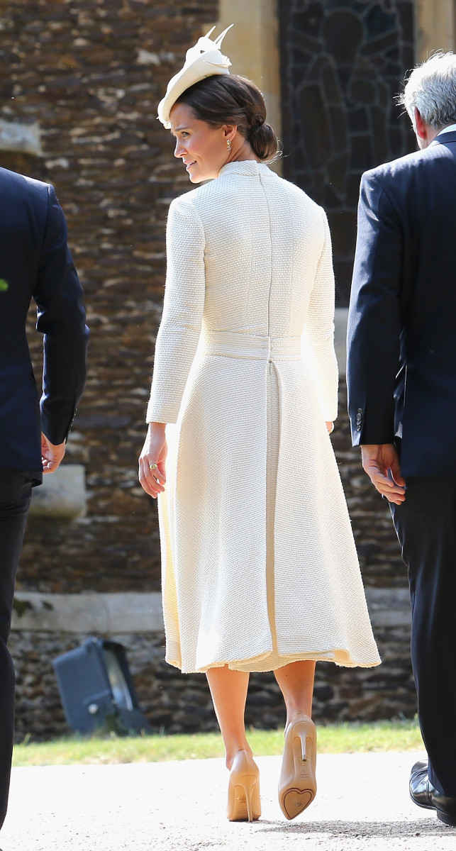 Strategically placed pleats cover Pippa's famous bum. Photo: Chris Jackson/Getty Images