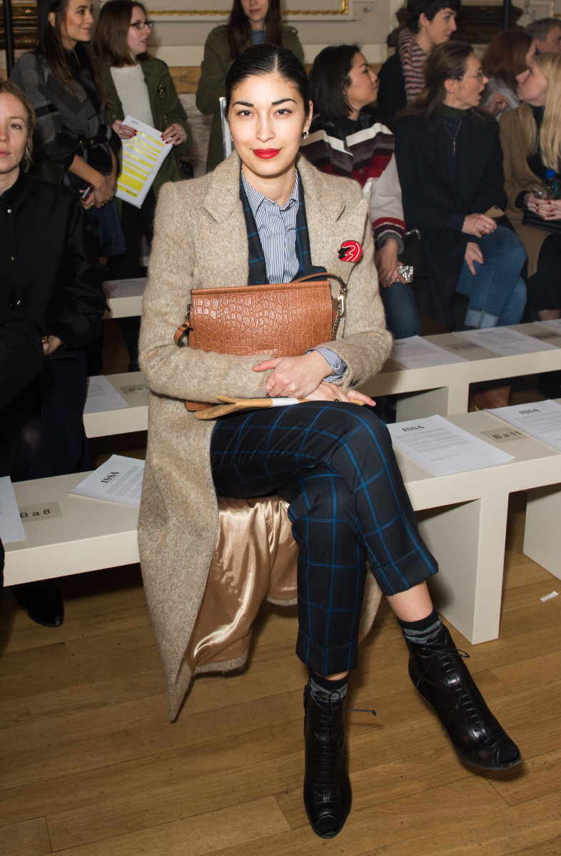 Caroline Issa, front row at the Issa fall 2015 show during London Fashion Week. Photo: Samir Hussein/WireImage