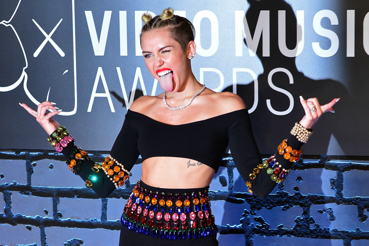 Miley Cyrus on the red carpet at the 2013 VMAs in Los Angeles. Photo: James Devaney/WireImage