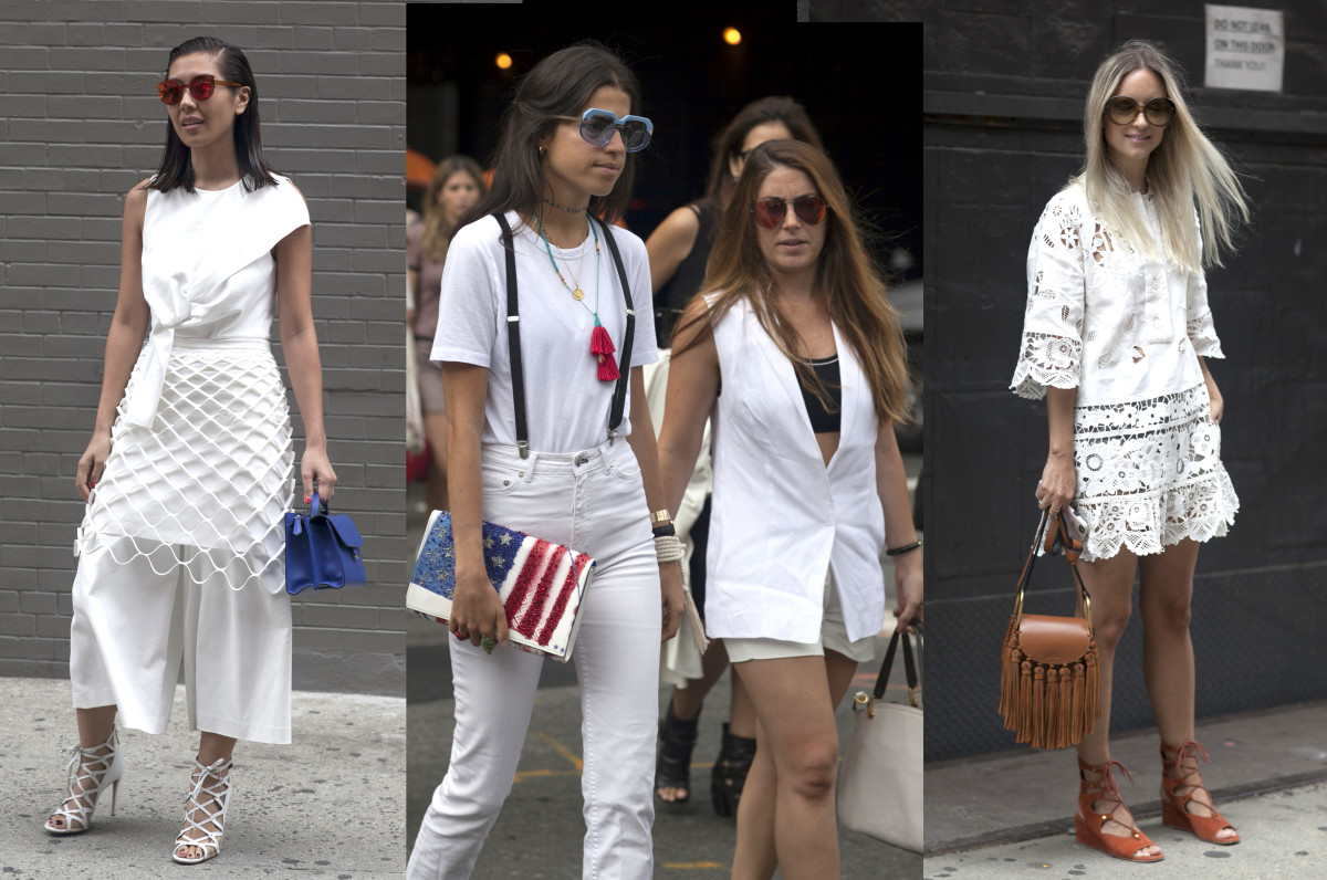 Lots of white looks on the street on day three of New York Fashion Week. Photos: Emily Malan/Fashionista
