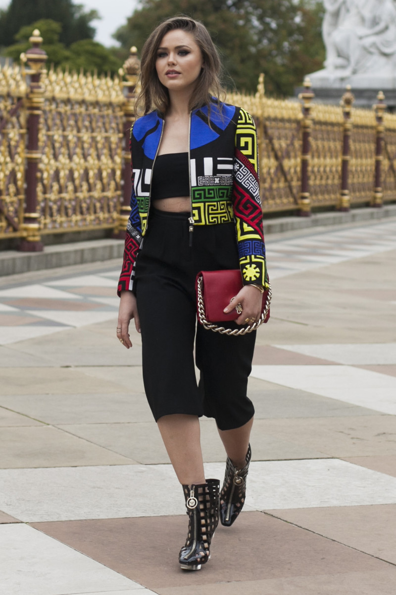 Blogger Kristina Bazan in Versace. Photo: Emily Malan/Fashionista
