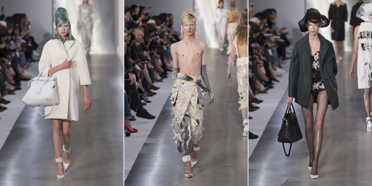 Three looks from Maison Margiela's spring 2016 collection. Photo: Imaxtree
