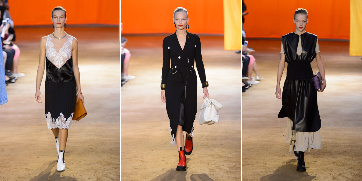 Three looks from Céline's spring 2016 show. Photos: Imaxtree