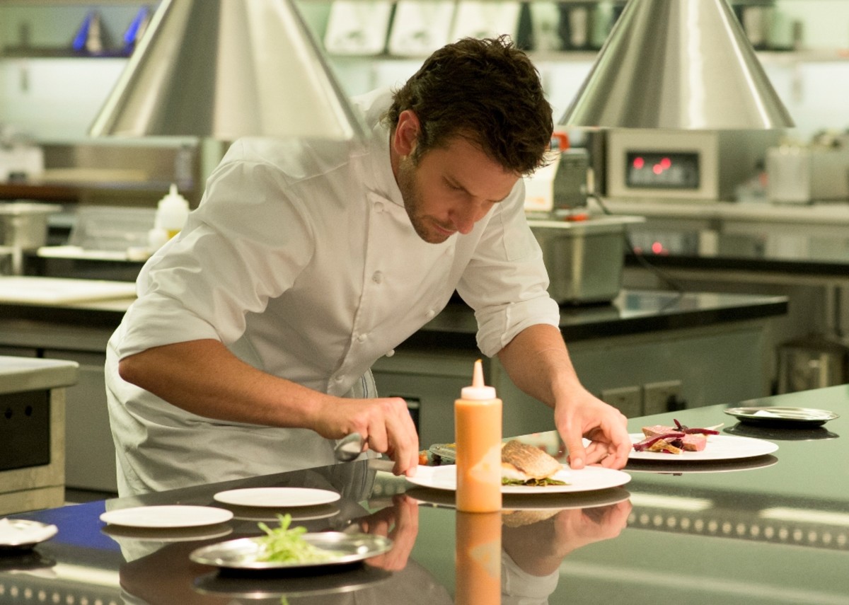 Bradley Cooper in his uniform by Bragard, which also supplies The Food Network and the White House staff with uniforms. Photo: The Weinstein Company