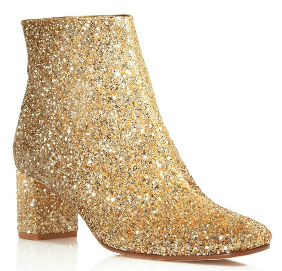 Kate Spade New York glitter mid-heel booties, $398, available at Bloomingdale's.