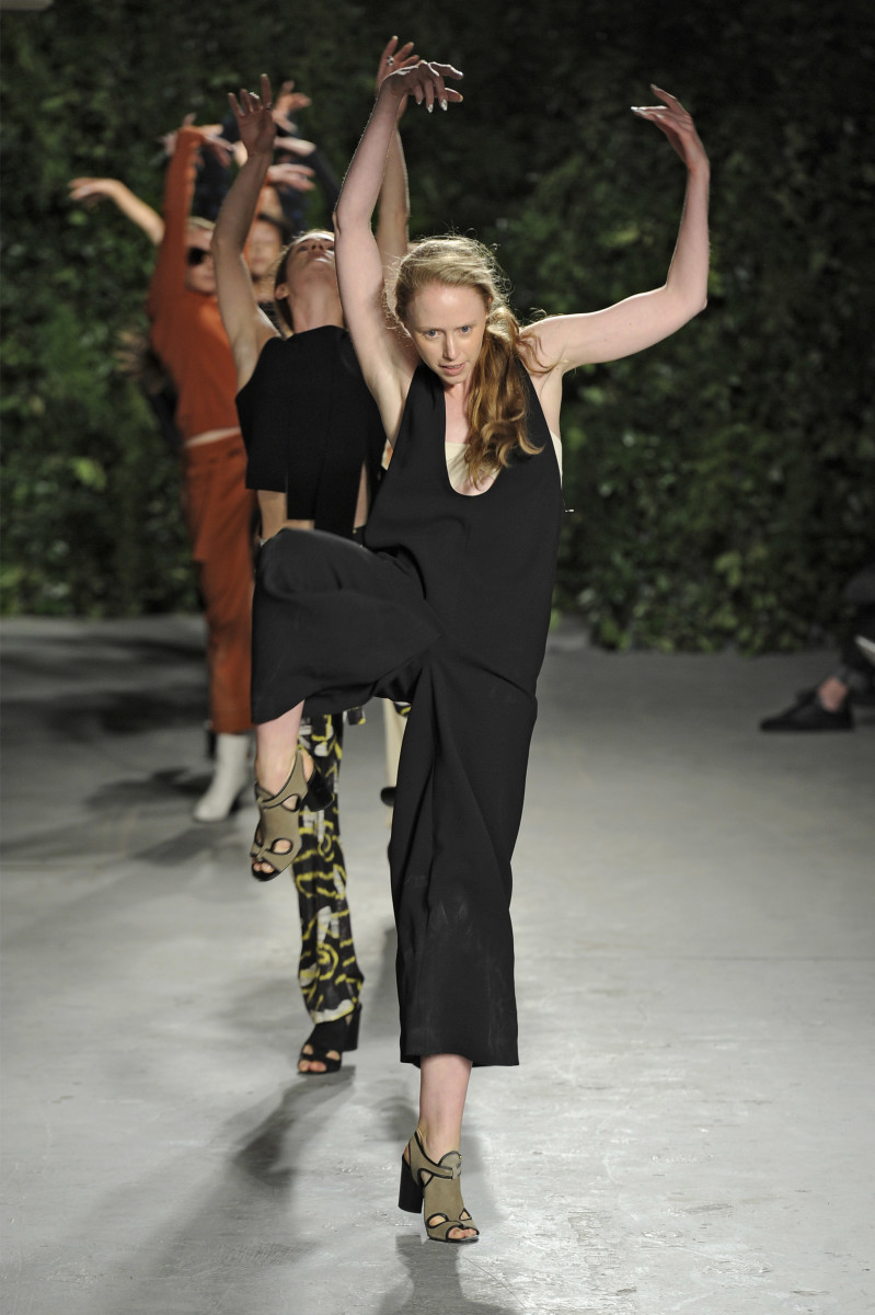 Models dance on the runway at Opening Ceremony's spring 2016 show. Photo: Arun Nevader/Getty Images