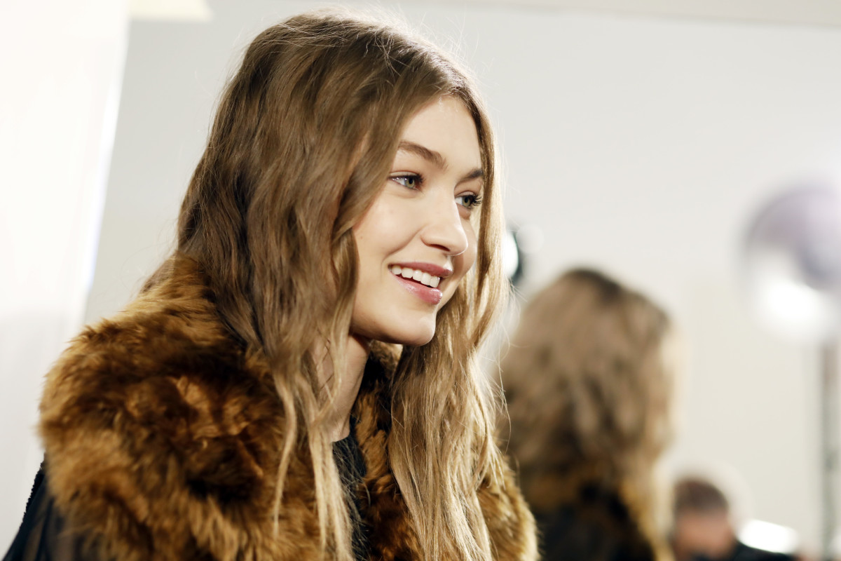 Gigi Hadid backstage at Fendi's Fall 2017 show during Milan Fashion Week. Photo: Tristan Fewings/Getty Images