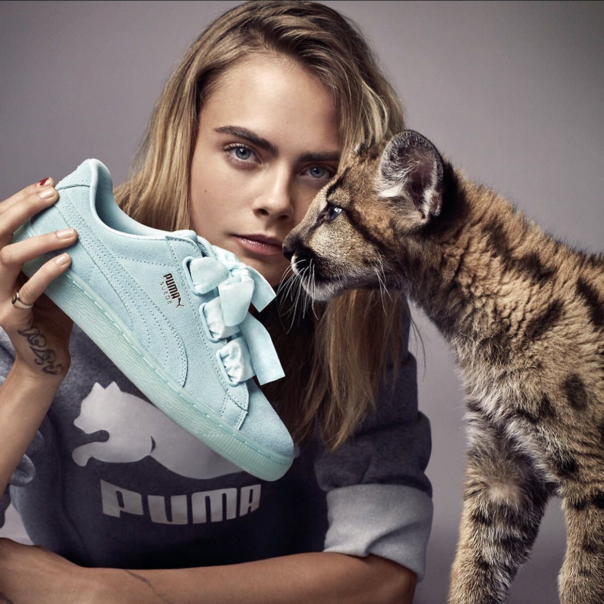 Mittens implicit computer Cara Delevingne Poses With Wild Cats (Again) for Puma's Spring 2017  Campaign - Fashionista