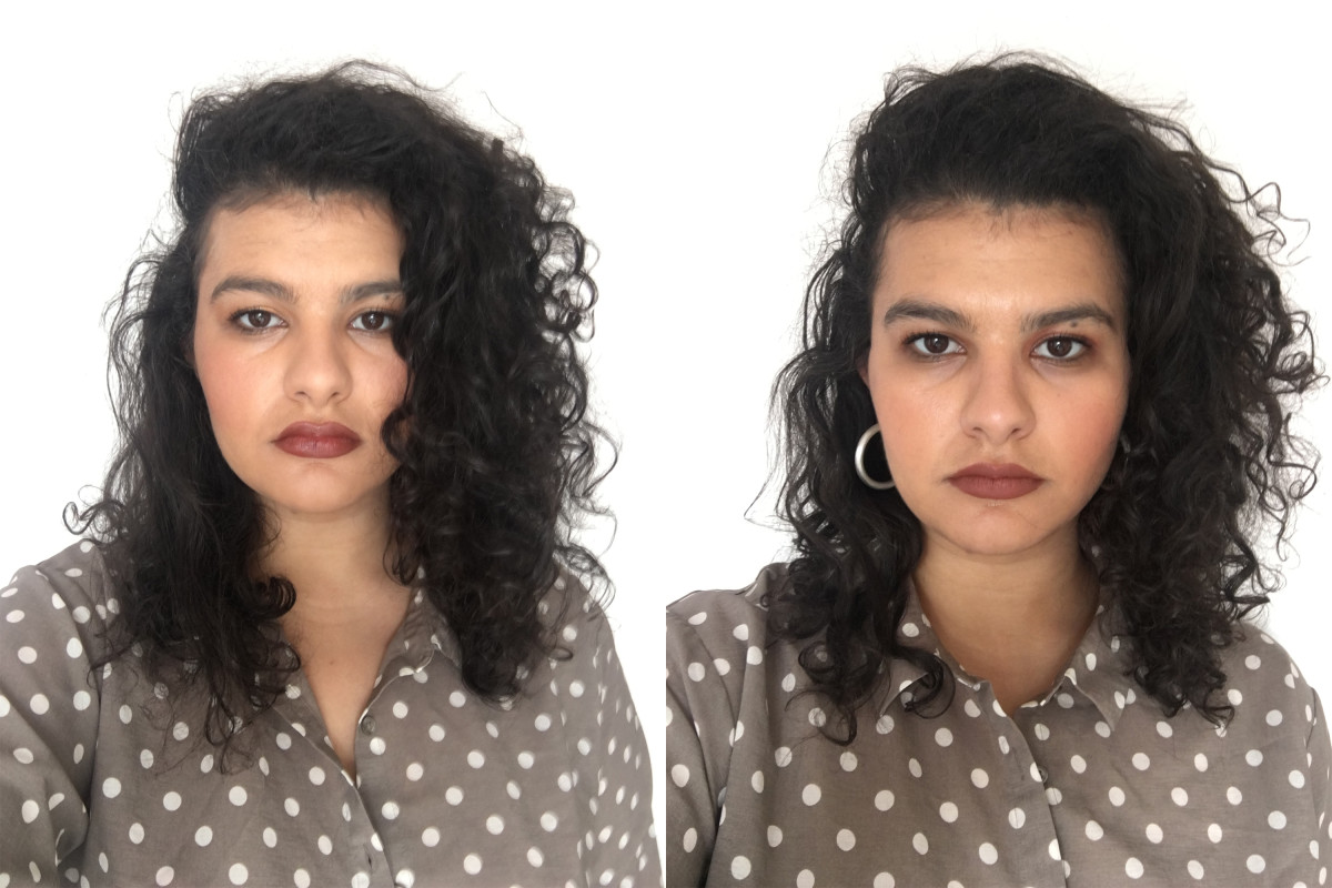 Before (left) and after (right) using the Bumble and Bumble product. Photos: Tamim Alnuweiri