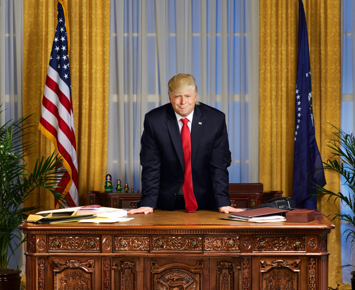 Atamanuik as Trump. Photo: Gavin Bond/Comedy Central