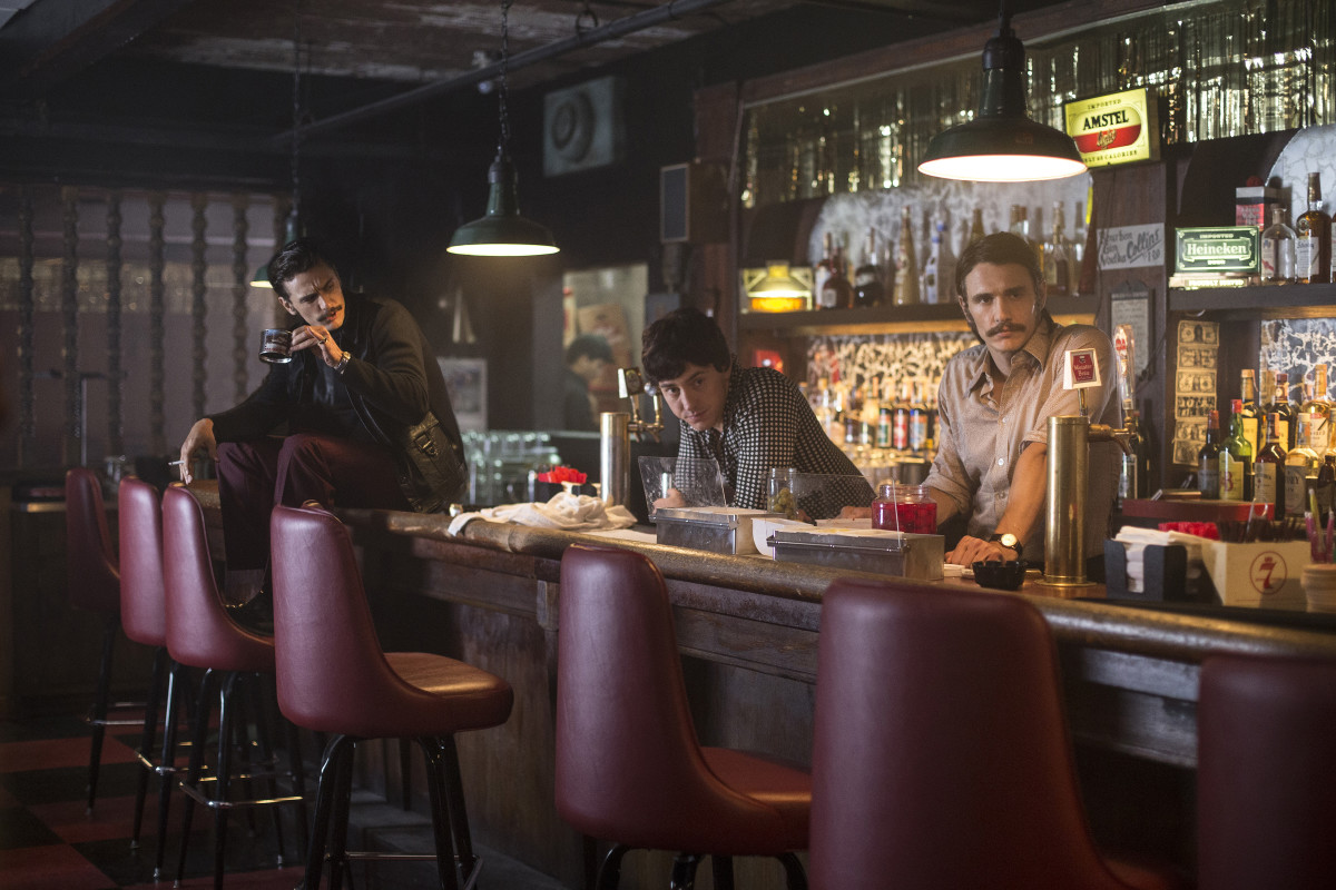 Frankie (James Franco) in his Cuban heels, Paul (Chris Coy) and Vincent (also Franco). Photo: Paul Schiraldi/HBO