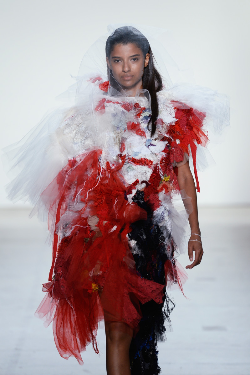 A look from Caroline Hu's collection in the Parsons MFA show. Photo: Fernanda Calfat/Getty Images 