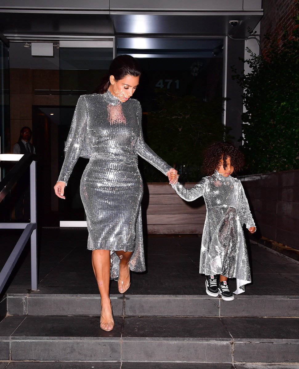 Kim Kardashian and North West in Vetements on Monday in New York City. Photo: James Devaney/GC Images