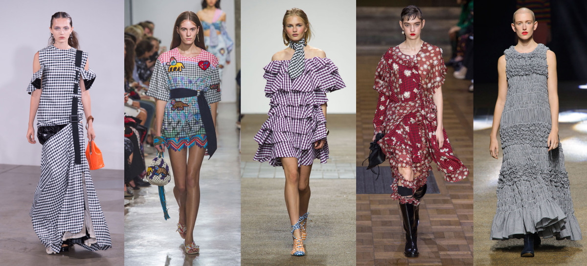 Looks from L-R: Toga, Peter Pilotto, House of Holland, Simone Rocha and Molly Goddard. Photos: Imaxtree
