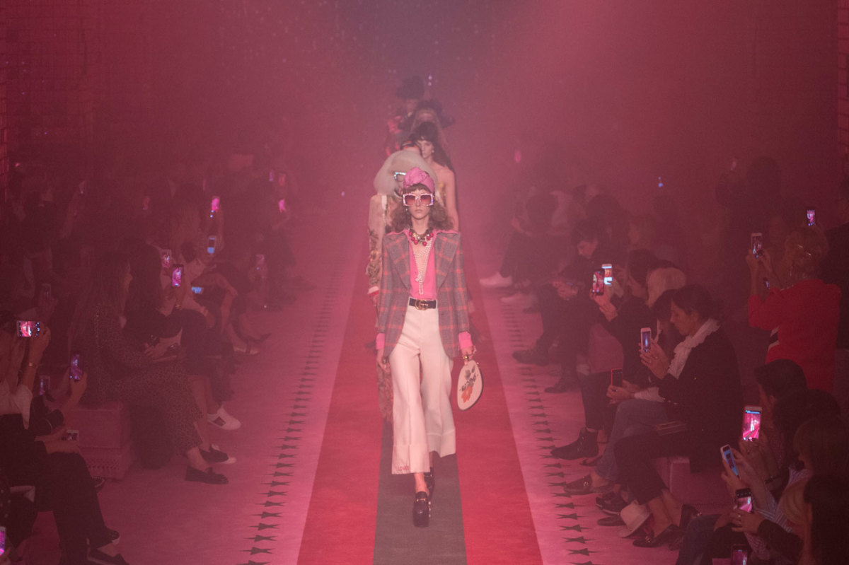 Gucci's pink-themed runway show for spring 2017.  Photo: Imaxtree