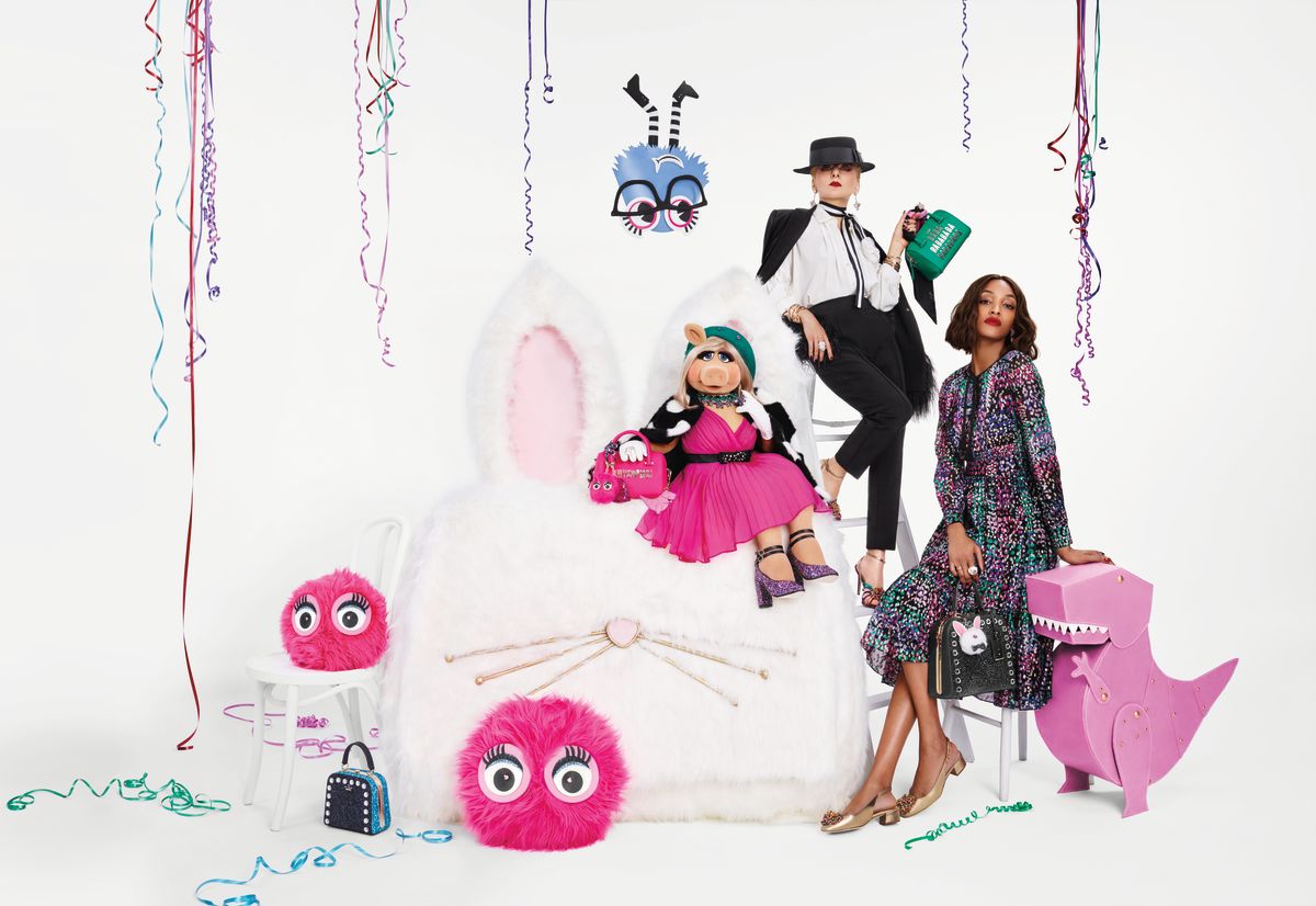 Miss Piggy with Catherine Baba and Jourdan Dunn in the Kate Spade holiday campaign. Photo: Courtesy