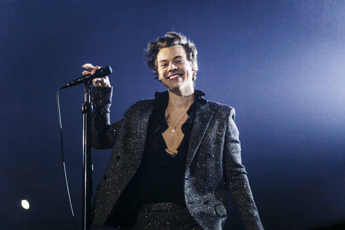 Harry Styles in Saint Laurent. Photo: Helene Marie Pambrun/Getty Images