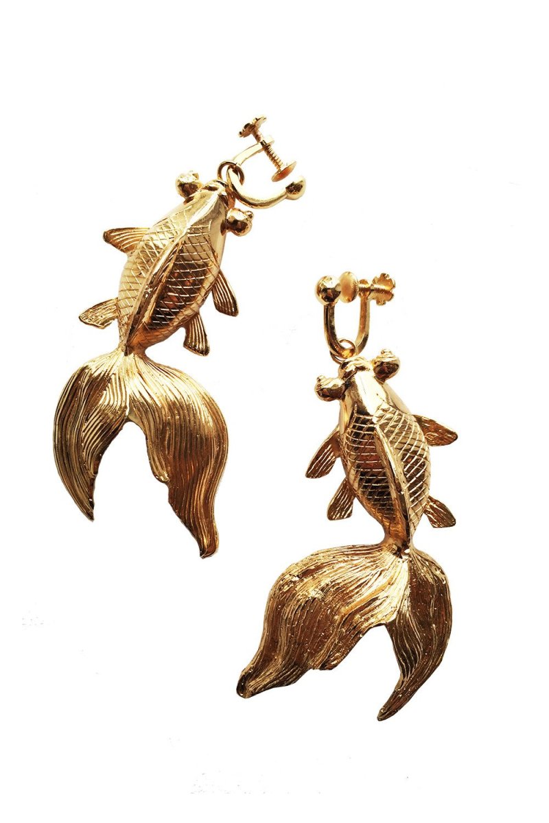 Amur gold koi earrings, $498, available at Maison de Mode