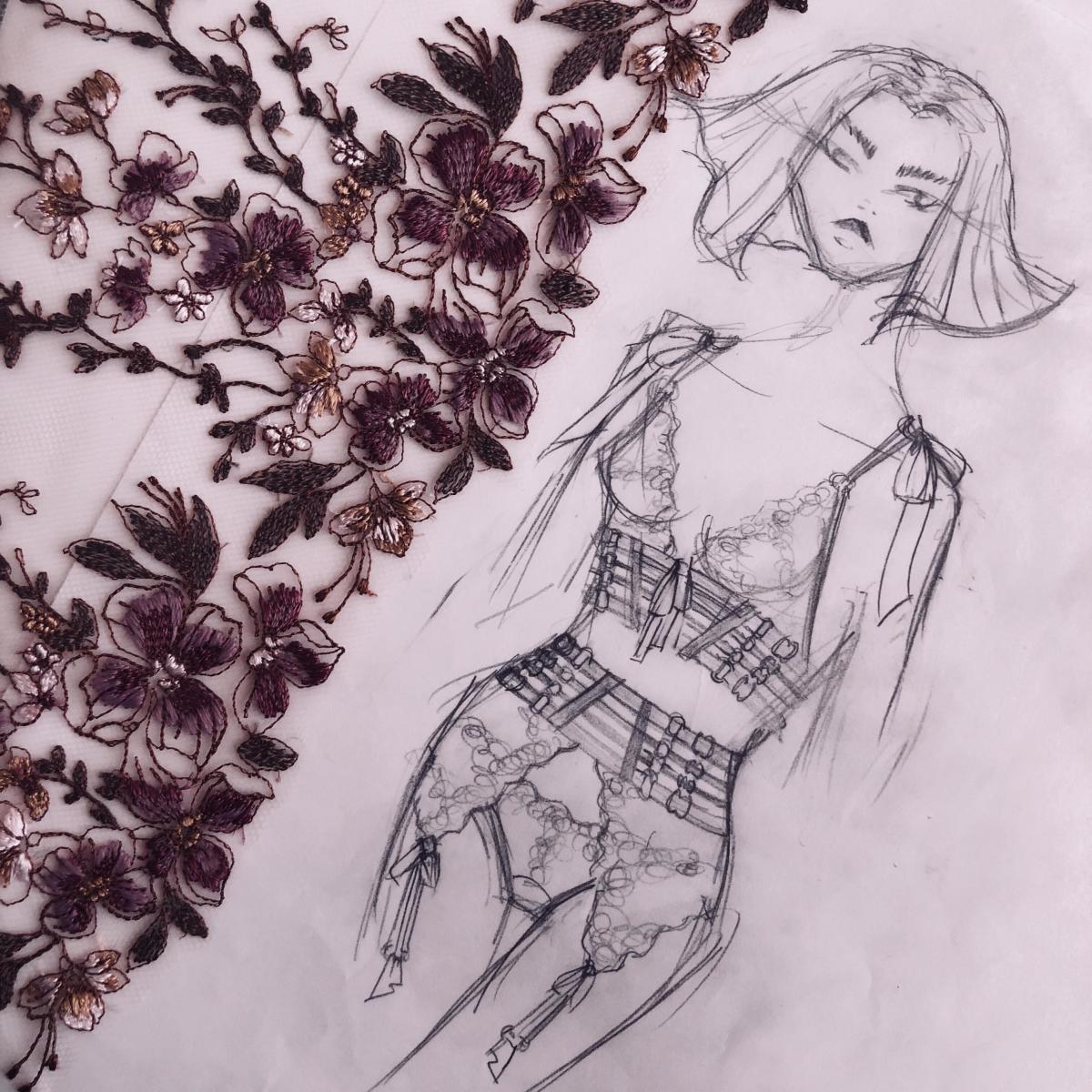 Sketches and fabric by Kaitlin Barton. Photo: FIT