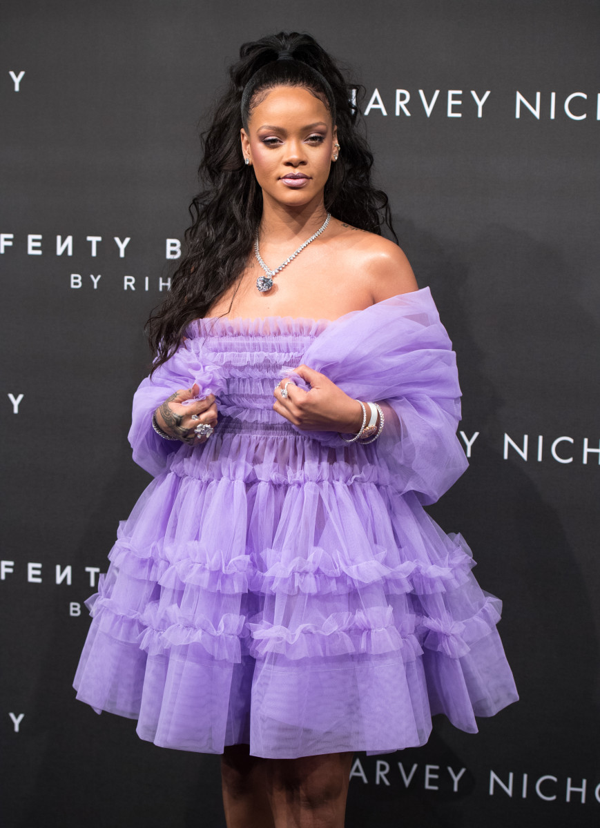 Rihanna in Molly Goddard at the 'FENTY Beauty' by Rihanna launch in London. Photo: Chris J Ratcliffe/Getty Images