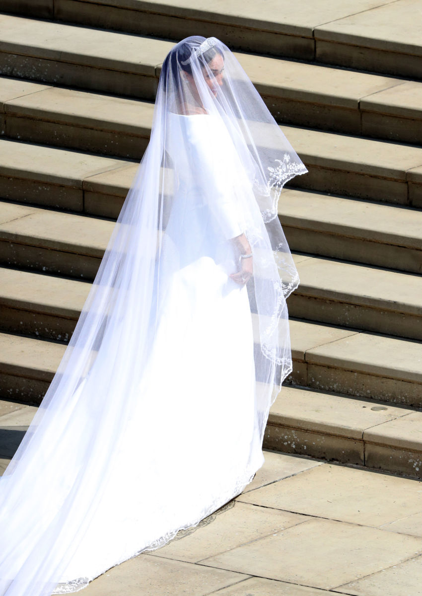 Meghan Markle in Givenchy at her wedding to Prince Harry on Saturday at Windsor Castle. Photo: Andrew Matthews/AFP/Getty Images