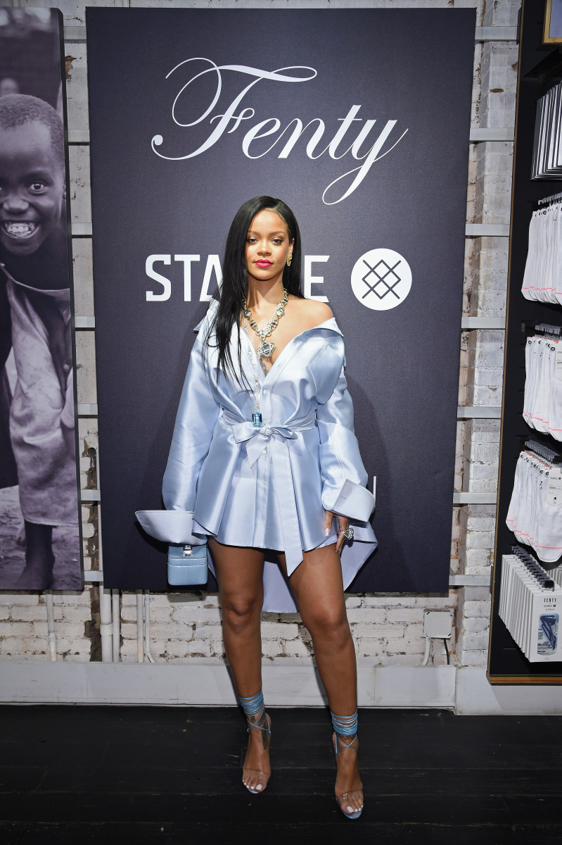 Rihanna at an event for Fenty x Stance in honor of the Clara Lionel Foundation. Photo: Dimitrios Kambouris/Getty Images for Stance