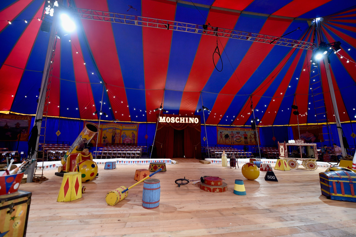 The Moschino Resort 2019 runway show set. Photo: Frazer Harrison/Getty Images