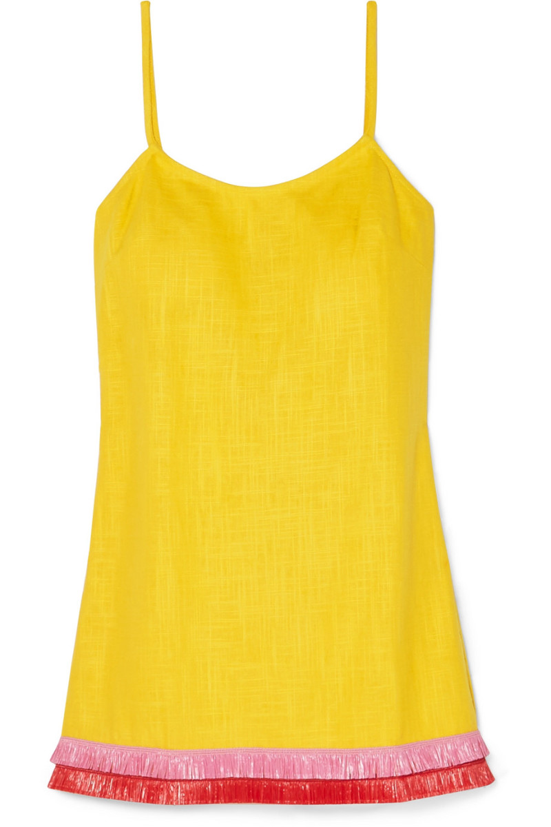Staud Sonny Fringed Linen-Blend Mini Dress, $195, available here. 