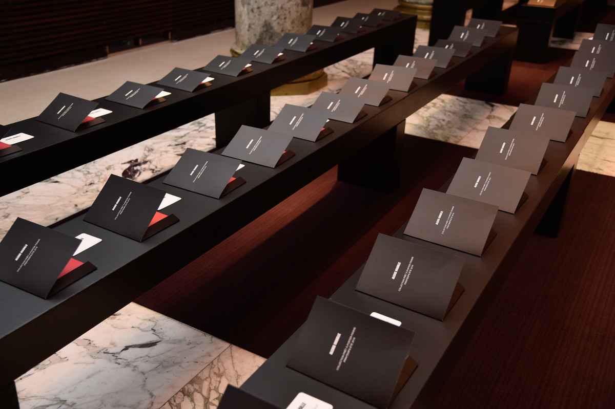 Invitations arranged before a show during Paris Fashion Week. Photo: Pascal Le Segretain/Getty Images