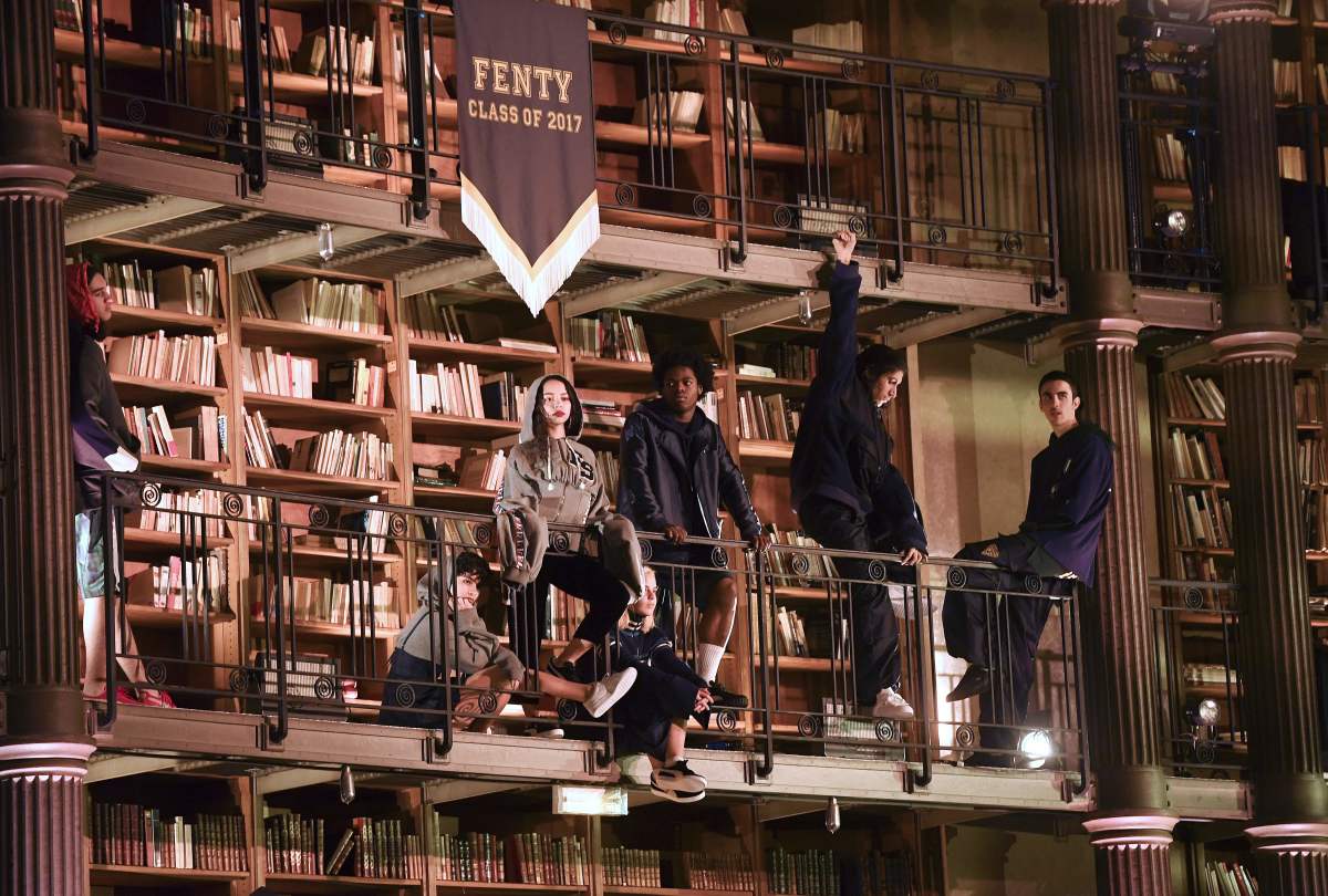 Fenty Puma's Fall 2017 runway show at the Bibliotheque Nationale de France during Paris Fashion Week. Photo: Alain Jocard/AFP/Getty Images
