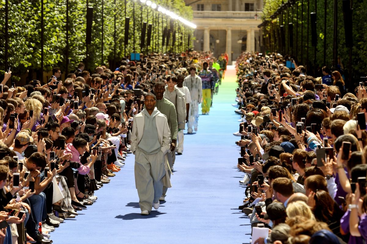 Looks from Virgil Abloh's first men's collection for Louis Vuitton . Photo: Bertrand Guay/AFP/Getty Images  
