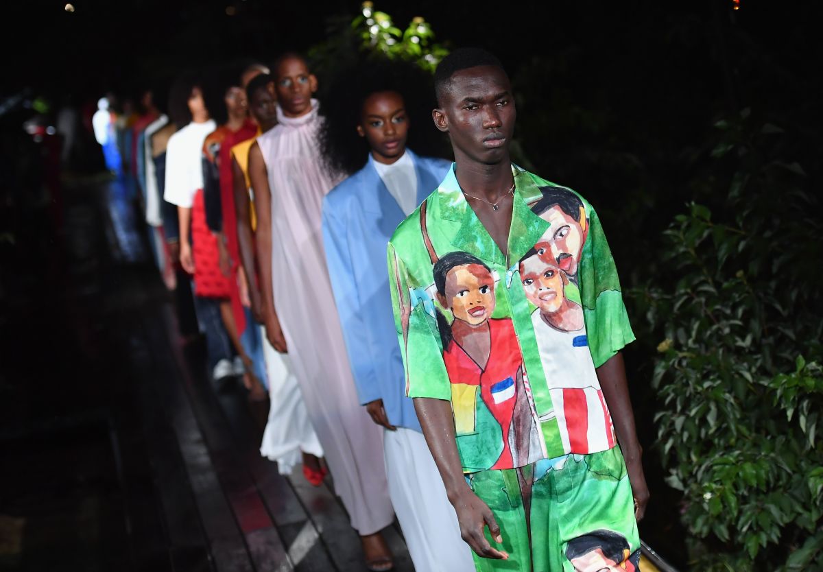 The finale of the Pyer Moss Spring 2019 runway show. Photo: Angela Weiss/AFP/Getty Images